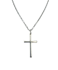 Parure argentée composée d'une croix, 20x30 mm, et d'une chaîne  type forçat, 50 cm