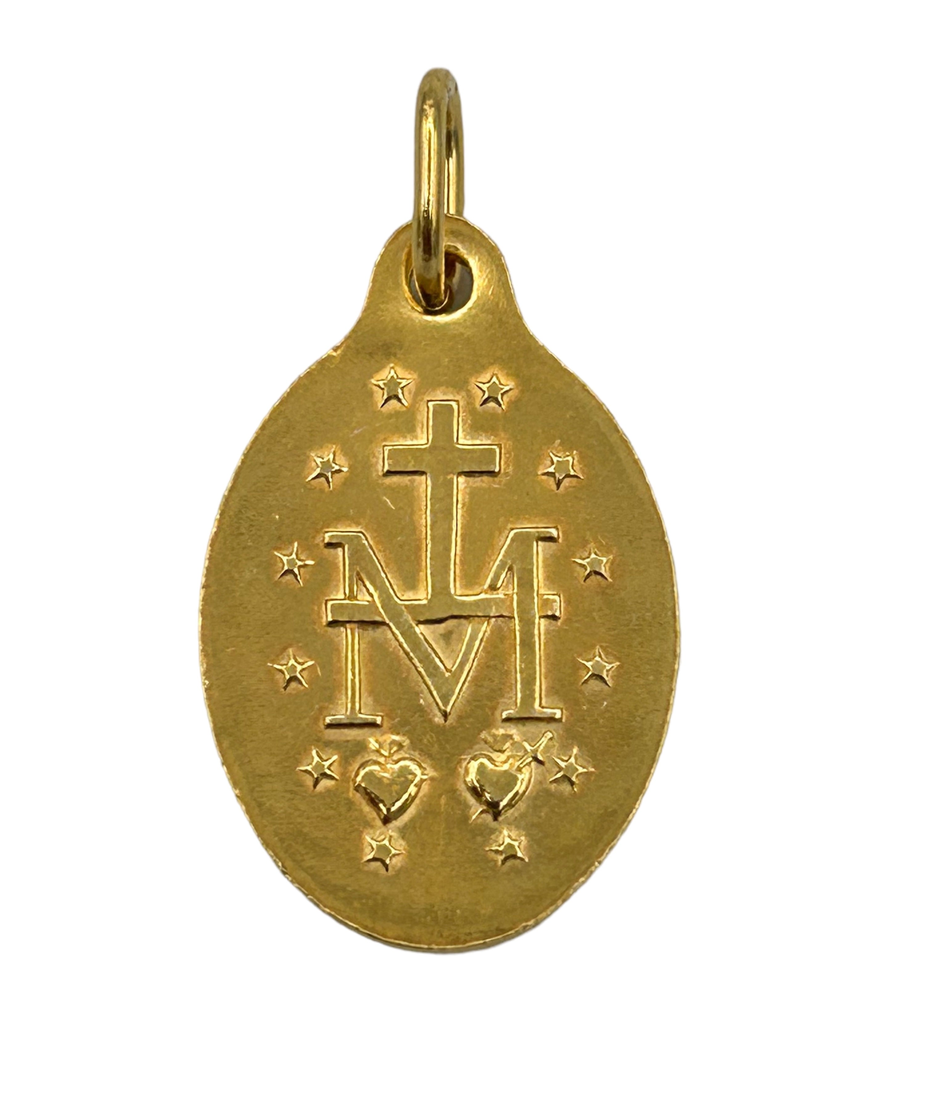 Médaille miraculeuse, Ovale Dorée or fin 24 carats, fond blanc