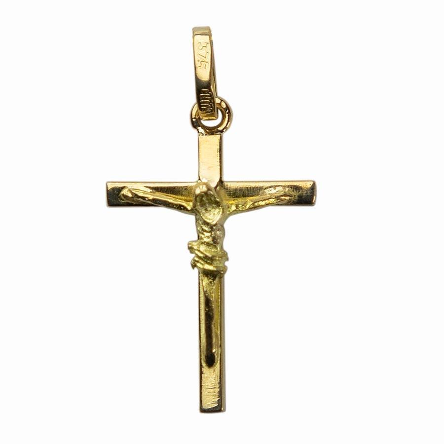 Croix Christ or 9 carats 15x10 mm. croix Souvenirs de Lourdes