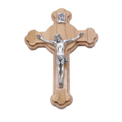 Crucifix bois clair verni 10x7 cm Crucifix Souvenirs de Lourdes