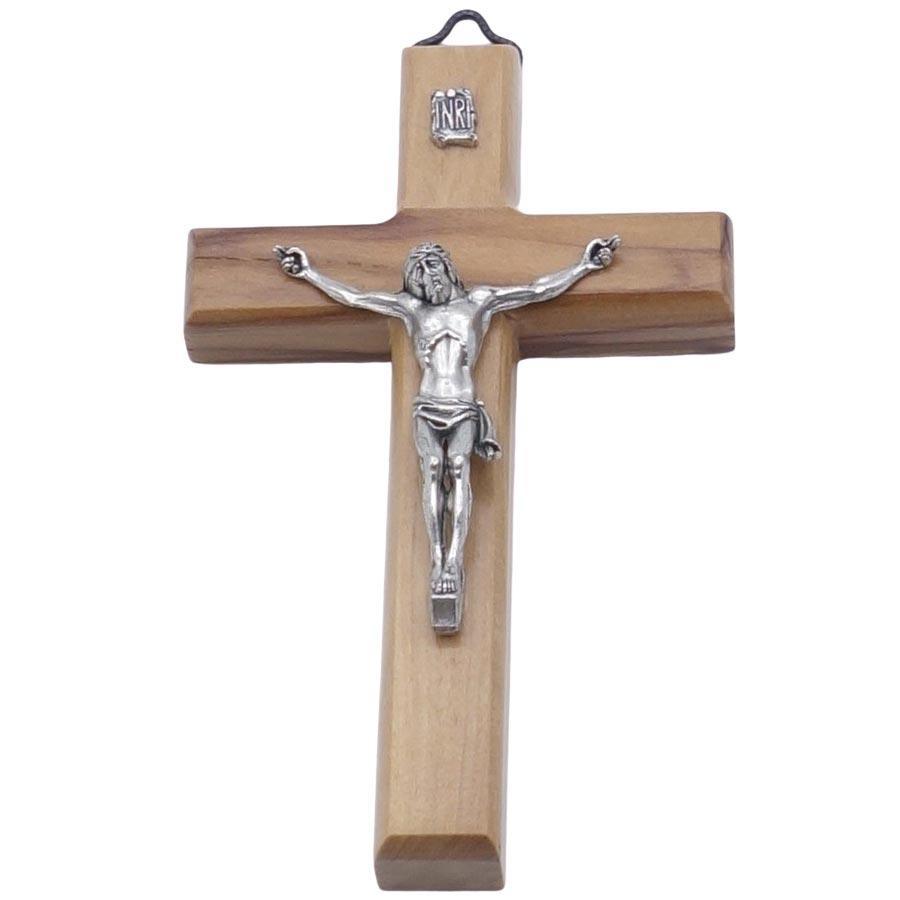 Crucifix en bois d'olivier mural 11x7 cm Crucifix Souvenirs de Lourdes