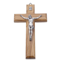 Crucifix en bois d'olivier mural St Benoit 18x10 cm Crucifix Souvenirs de Lourdes