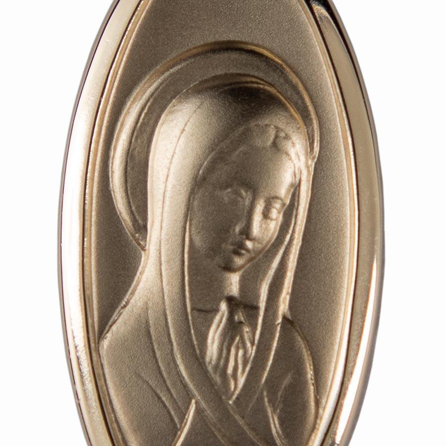 Médaille Vierge de profil plaqué-or 3 microns ovale 30x 15 mm médaille Souvenirs de Lourdes