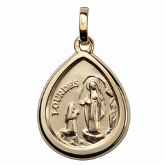 Médaille Apparition de Lourdes plaqué-or 3 microns forme poire médaille Souvenirs de Lourdes