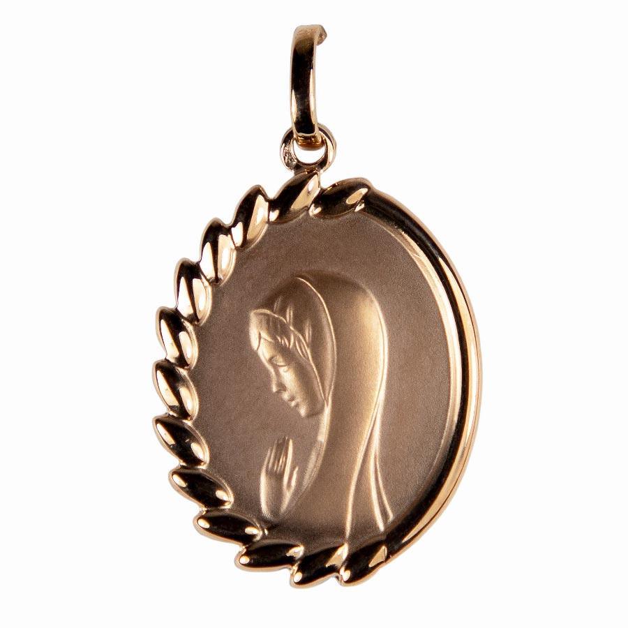 Médaille Vierge de Profil plaqué-or 3 microns ovale. médaille Souvenirs de Lourdes
