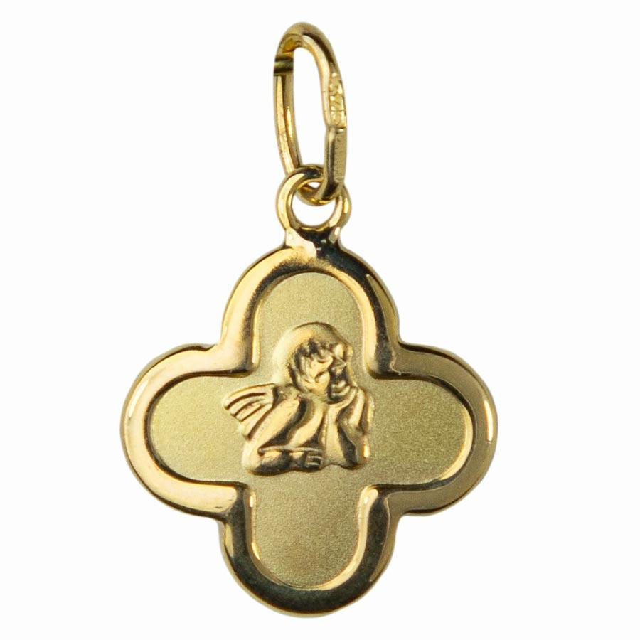 Croix or 9 carats motif Ange. croix Souvenirs de Lourdes